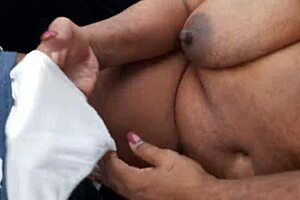 Ebony BBW Flashes Tits in Public Show