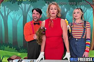 Blonde MILF and teen got fucked on Sesame Street set