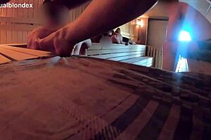A girl was having fun in the sauna with a stranger