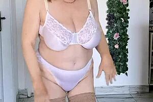 Busty Granny Shakes Big Tits in Sexy Lingerie Dance!