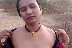 Hot Indian bhabhi enjoys passionate outdoor sex in nature