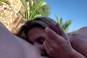 Sexy blonde MILF gets fucked outdoors by a monster