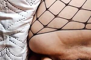 Masturbating with both hands and fucking in doggy style
