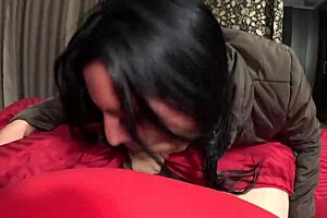 this latina housewife deep-throats a fat cock and rides it with cum play