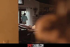 A busty woman cheats on her husband with a neighbor