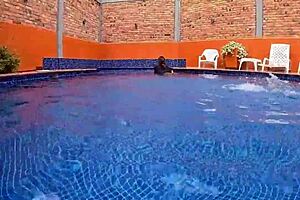 Surprised Nalgona Masturbating In Pool Gets Wet Sex Action