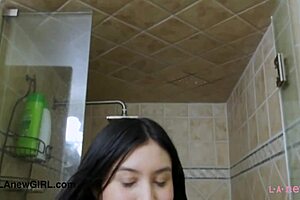 asian teen brunette fresh from a steamy shower casting