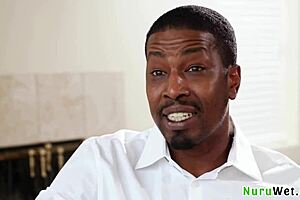 Kenzie taylor gives an amazing nuru massage to her black client