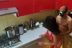 Hidden Kitchen Cam Captures Rough Milf Action!