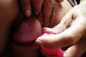 Milf Uses Pink Vibrator While Getting Fucked In Pussy And Arse