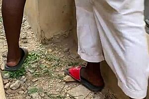 He shared a brief outdoor encounter with a shaved milf amateur bent over in homemade video