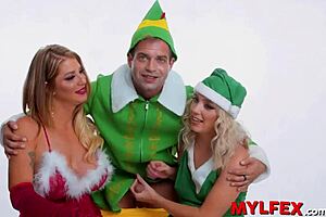 milf and teen living with an elf during holidays