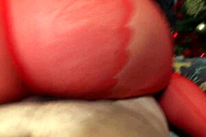 Laura horny in Christmas pantyhose blowjob