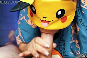 Hardcore Pikachu handjob with xsanyany sucking my throbbing cock