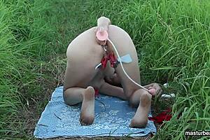 i take my extreme anal solo adventure into the wild, masturbating outdoors