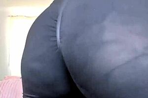 Narrative-Neutral milf in sheer leggings shows off big ass and tits in close-up
