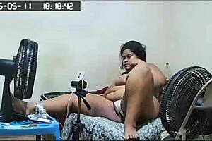 Chubby stepmom flaunts her juicy pussy to stepson, craving intense anal and costume play!