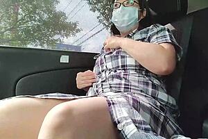 married japanese woman spreads her legs and masturbates in the car during a steamy full movie scene
