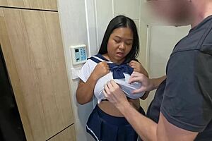 Asian big tits BBW step mom casually sucks big cock in blowjob before doggystyle fucking