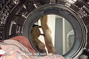 Chubby Blonde Has Sex With A Young 18+ Guy In The Laundry Room