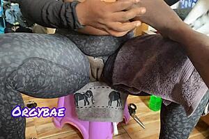 seductive ebony housewife gives pedicure teaser