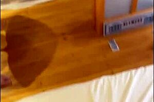 Cumming on the hot milf's big tits in voyeur scene.