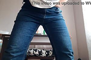 Hot Secretary with Big Tits Masturbates to Orgasm in Office Jeans