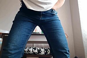 Hot Secretary with Big Tits Masturbates to Orgasm in Office Jeans