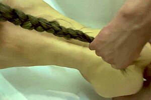 Long-haired MILF gets rough fisting and creampie in bathroom