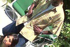 Outdoor Threesome with MILF Lesbian Action