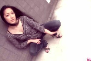 Watch Kaede Kuroki gorge on two cocks in this threesome.