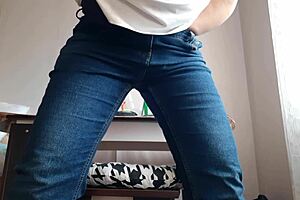 Hot Secretary with Big Tits Masturbates to Orgasm in Office Jeans