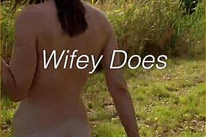 Young wife takes her first nude walk in public?