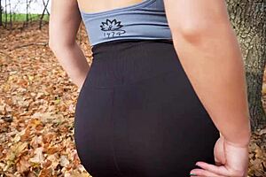 Fit Milf In Tight Black Leggings Teases Sexy Ass Outdoors