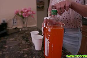 stepson scores big as his girlfriend and stepmom team up to suck him off.