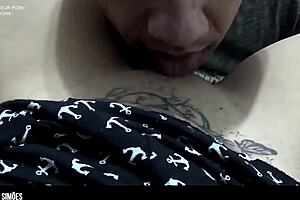 Are you licking and sucking this juicy brunette's bare pussy under her dress?