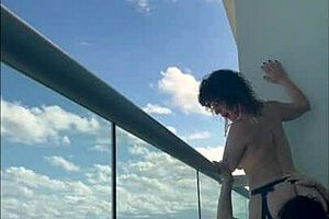 Mexican milf enjoys strap on love in Cancun