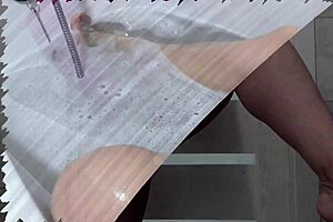 the european latina housekeeper took a bath, masturbated her fat pussy, and washed up