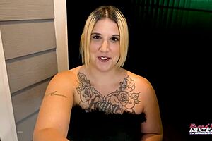 Curvy Inked Blonde Logan Lace Gets Her Wet Pussy Fingered And Drilled