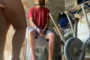 Mature woman shares young babe's cum on tits.