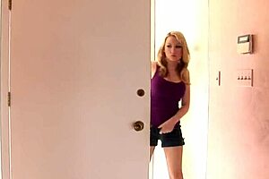 Blonde slutty girl gets fingered and fucked in stockings