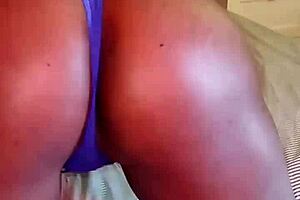 Beautiful latina touches herself in blue lingerie before bed.