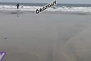 Ebony Wife Flashes at Beach House