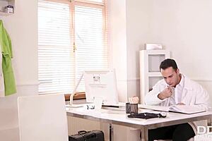 Busty British nurse Amber Jayne craves doctor's cock in horny patient session.