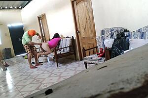 Stepmother resting on sofa when stepson arrives to fuck her