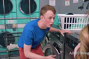 Curious teen trying out every slot at the laundromat