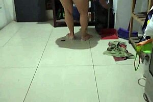 filming my friend's mom cleaning, then banging her hard