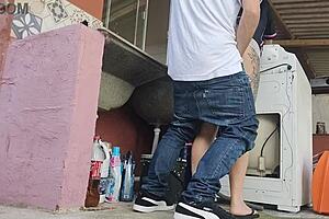 Curvy housewife receives rough technician visit while husband is away