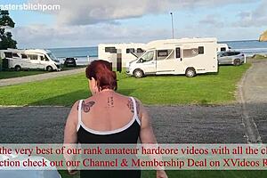 filthy kiwi mature milf pisses at campground... campers around