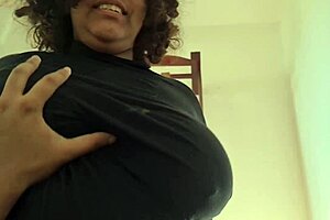 stepmom with big boobs enters my room excitedly.